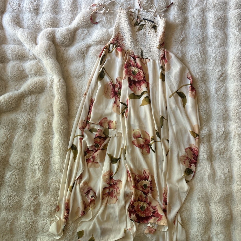 Floral Maxi Dress in Cream and Pink